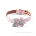 Friendly Solid Cute Leather Pet Dog Flower Collar